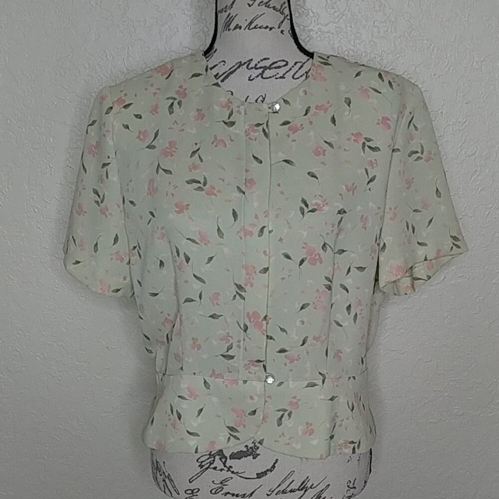 Koret Floral Button Front Top Vintage Retro Dainty Size 12